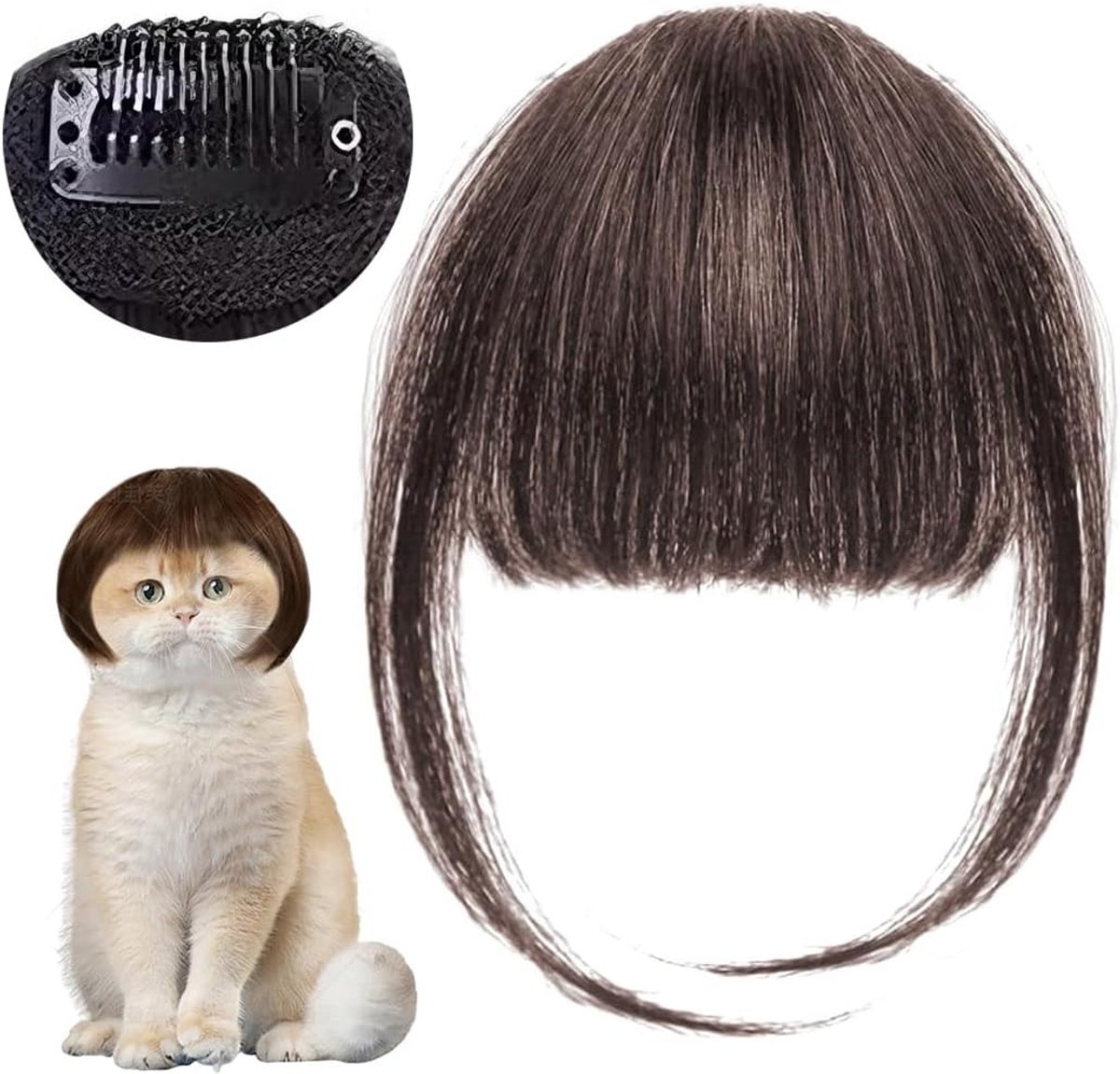 Grappige pony voor honden en katten, donkerbruin, 13 cm, leuk kostuumaccessoire voor feest en foto's, ideaal voor sociale media