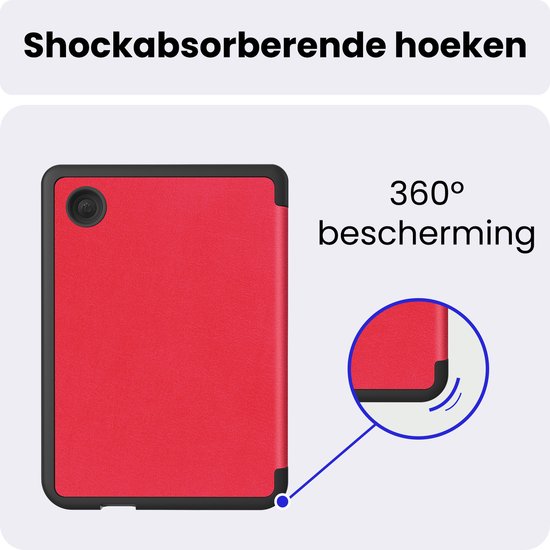 Hoes Geschikt voor Kobo Clara 2E - Luxe E-reader Trifold Case - Bescherm Hoesje Book Cover - Rood — afbeelding 5