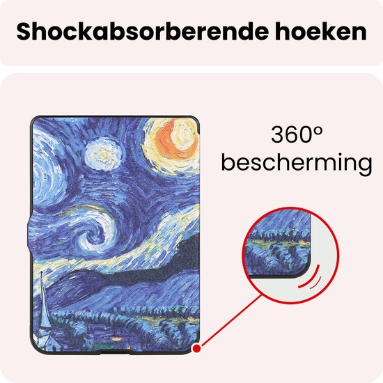 Hoes Geschikt voor Kobo Nia Hoesje Bookcase Cover Book Case Hoes Sleepcover Trifold - Sterrenhemel — afbeelding 5