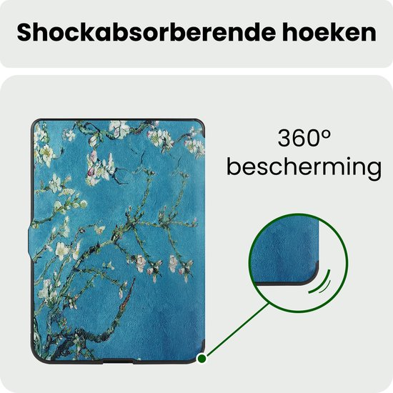 Hoes Geschikt voor Kobo Nia Hoesje Bookcase Cover Hoes Trifold - Hoesje Geschikt voor Kobo Nia Hoes Cover Case - Bloesem — afbeelding 5