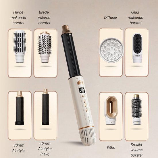Sansbeauté® 8-in-1 Airstyler met Diffuser - Multistyler - Föhnborstel Kort Haar - Haarkruller - Haarstyler - Haardroger - Warmteborstel - Krulborstel - Krultang - Haarstijler - Stijlborstel - 5 in 1 Hairstyler