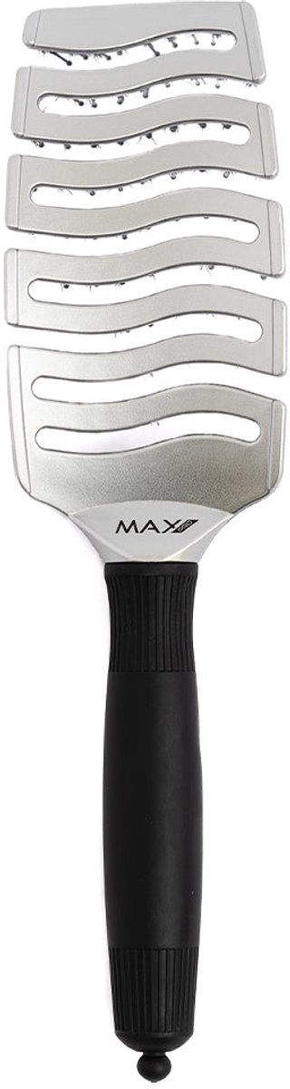 Max Pro Detangler Haarborstel Zilver - Antiklit - Haar borstel - Jongens en meisjes - Comb - Brostel - Zilver - Zwijnenhaar borstel
