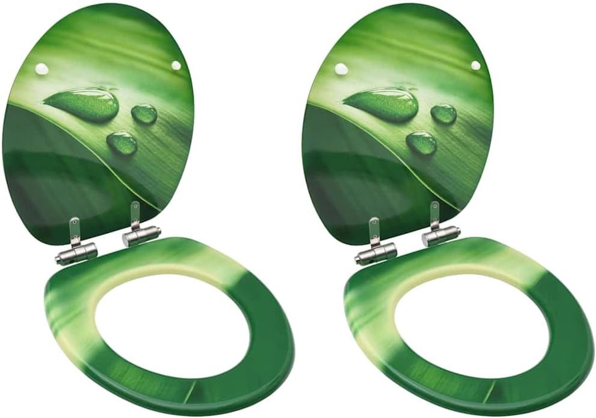 Toiletset 2 stuks - Toiletbril deksel - Badkamer vernieuwen - Softclose functie - 425 x 358 cm - Groen