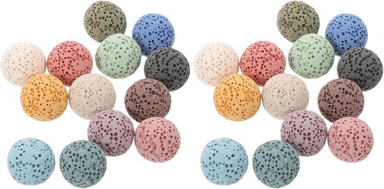 Lavasteen Kralen - Geurstenen Aromatherapie - Geurverspreiding Thuis - Natuurlijke Porositeit - 26 Stuks - Diverse Kleuren
