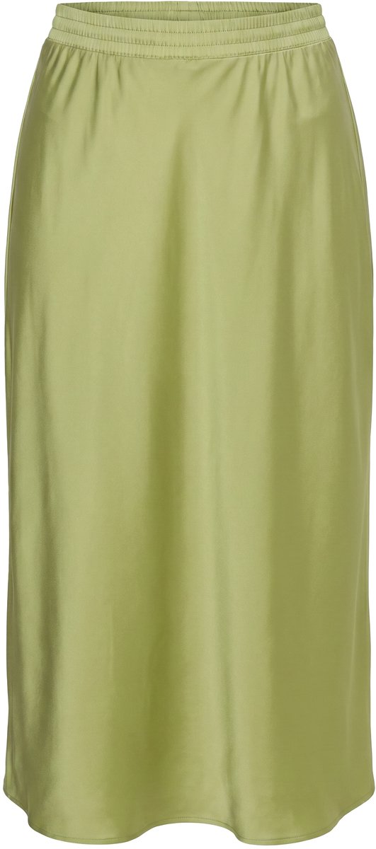 MIAMODA - Dames - Maxi-rok van satijn A-lijn elastische tailleband - Groengeel - Maat 50