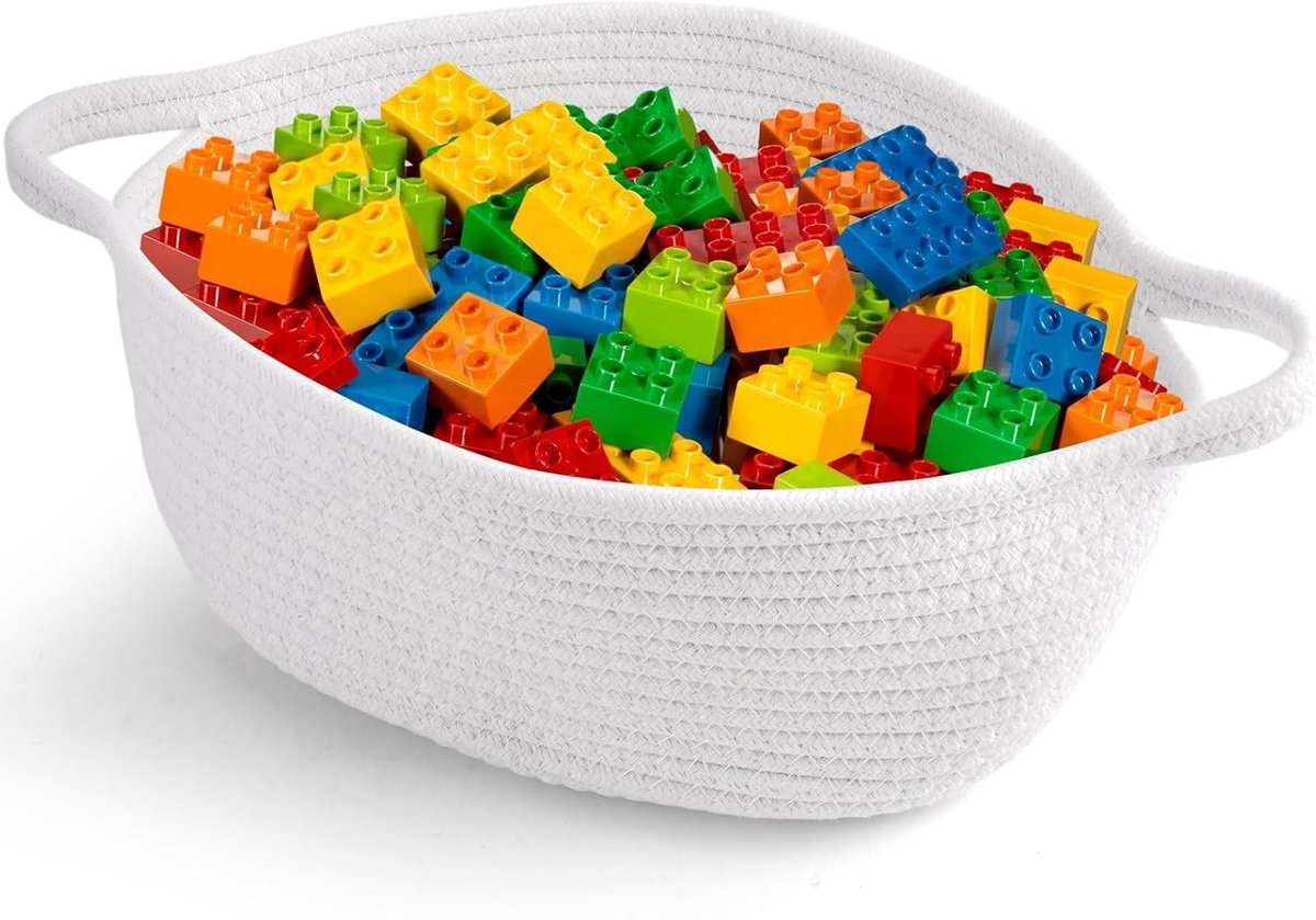 Opbergmand met Verlengde Handvatten, 30x20x12.5cm, Gevlochten Opbergdoos, Opvouwbare Mand voor Kleding, Speelgoed en Wasgoed in Woonkamer en Slaapkamer, Ruimtebesparend en Stijlvol