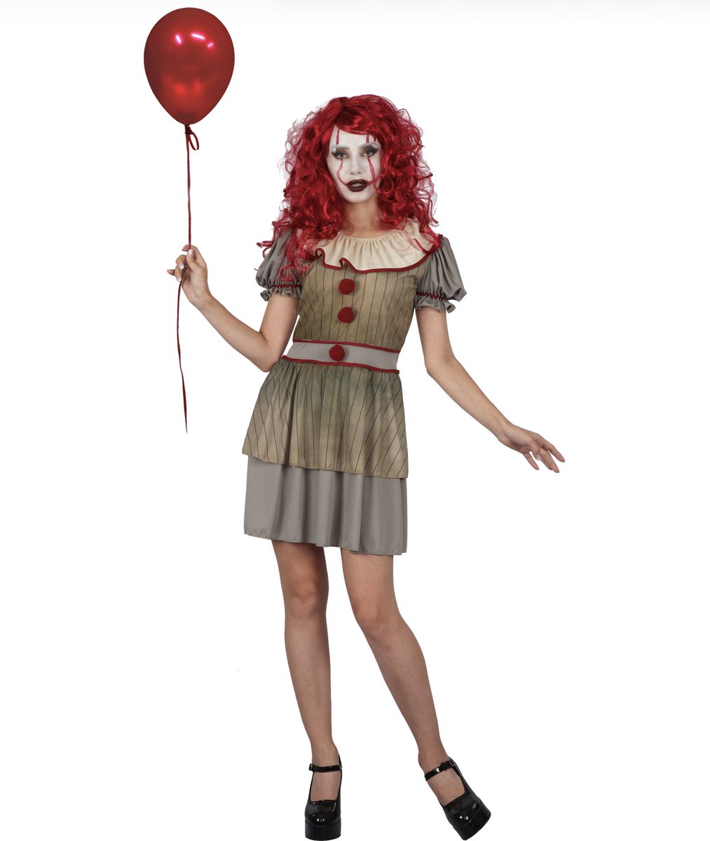 Joya Party® Scary Clown Kostuum Dames | Horror Clown Verkleedjurk Vrouwen | Halloween Clown Jurk Vrouw | Griezel Clown Kostuum | Carnaval Verkleedkleding | Stretch | Maat M/L