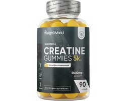 WeightWorld Creatine Monohydraat Gummies - 5 gram - Gelatine- en suikervrij - Natuurlijke citroensmaak - Alternatief voor creatine capsules, tabletten en poeder