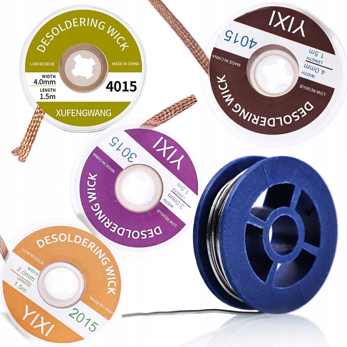 Rosfix Soldeerset - Compleet met Soldeerdraad 0,8mm 10g Sn63Pb37 en Ontsoldeervlecht 2–4mm 1,5m