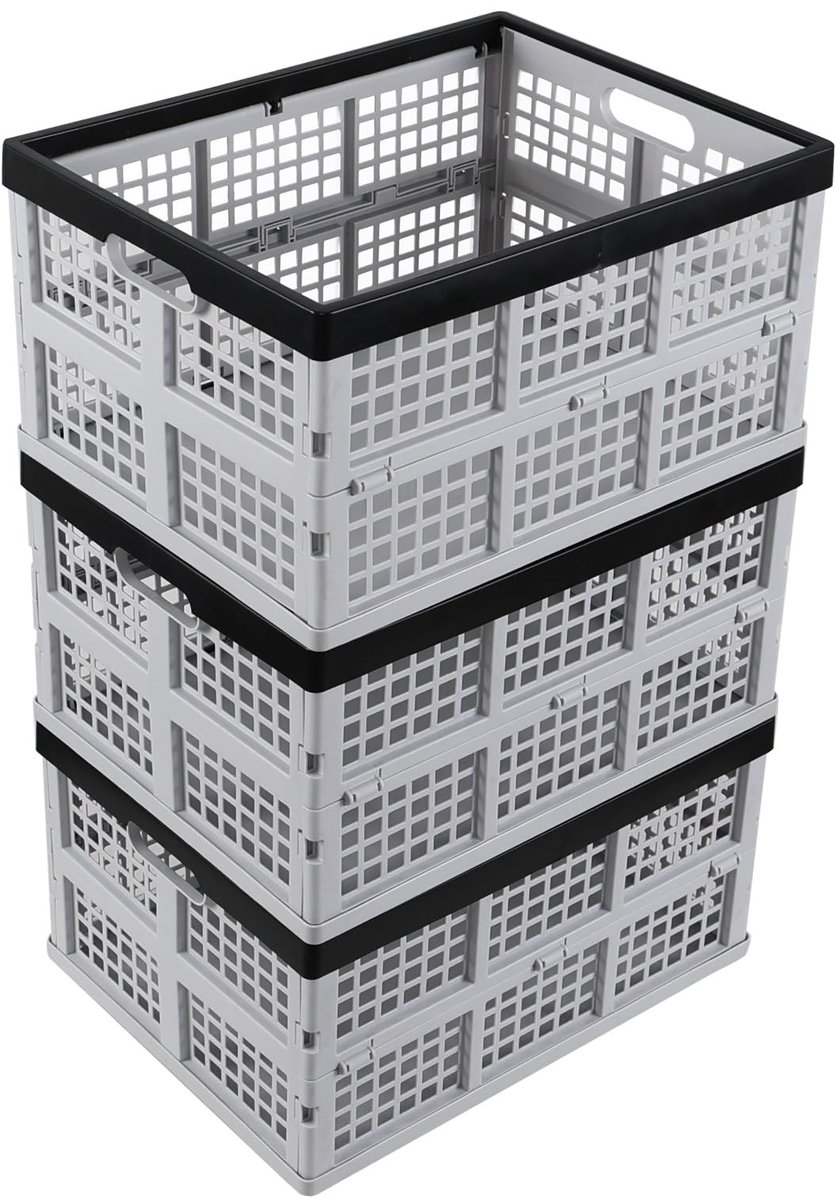 Omgoods - Set van 3 Plastic Vouwboxen voor Opslag, 30L