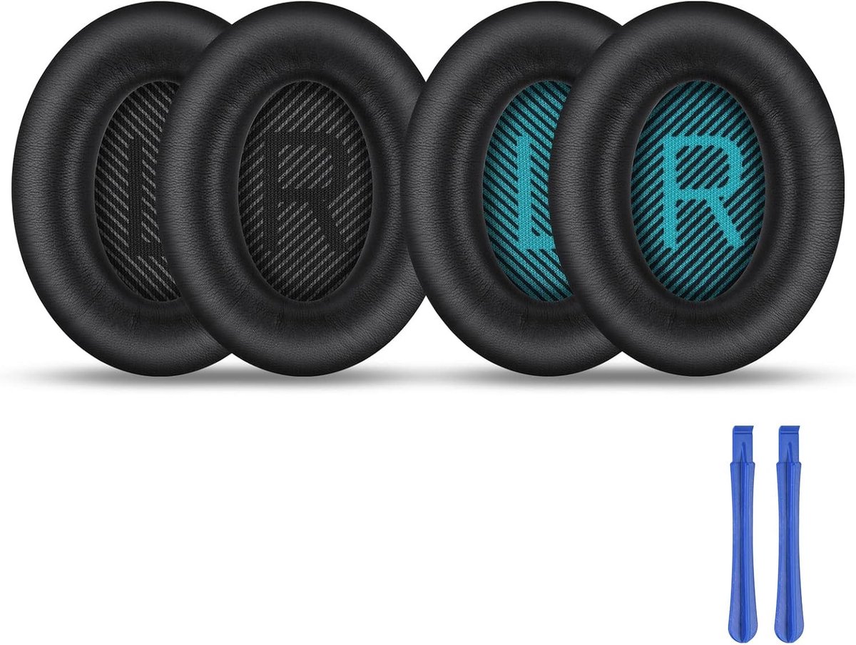 Vervangende Oorkussens voor Bose Hoofdtelefoons, 2 Paar, Geschikt voor QC15, QC25, QC35 en AE2, Zwart/Blauw