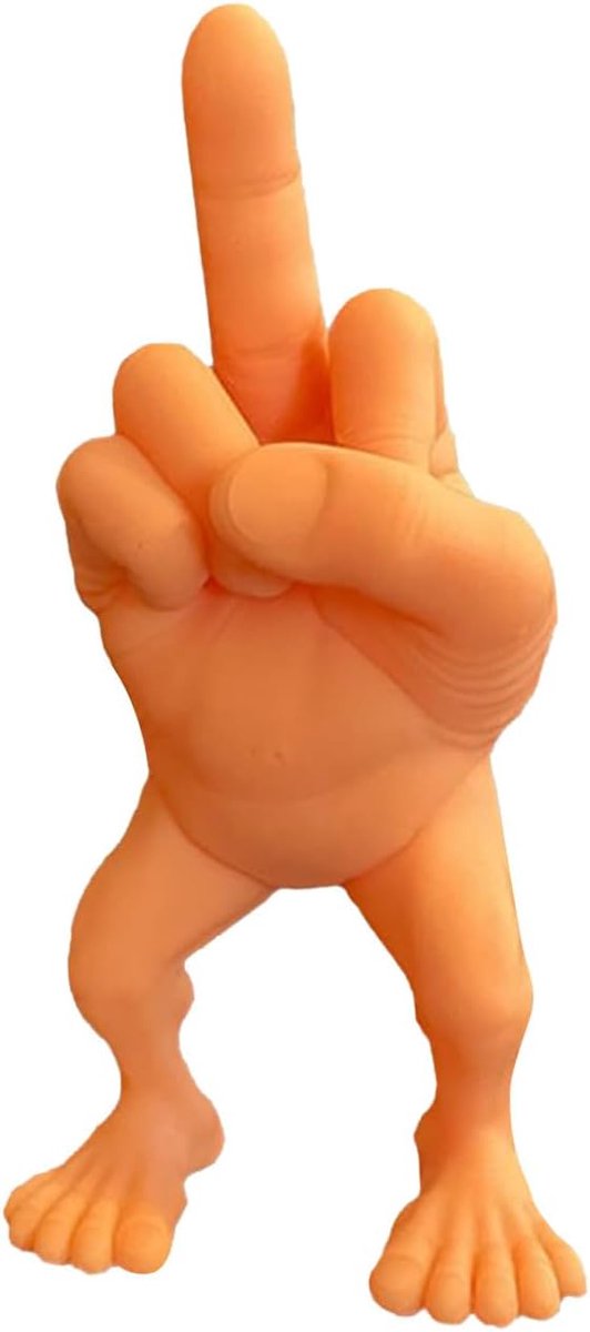 Claoner Middenvinger standbeeld - 17,5cm - Hars - Grappig bureau accessoire - Cadeau voor mannen vrouwen - Verjaardag - Oranje