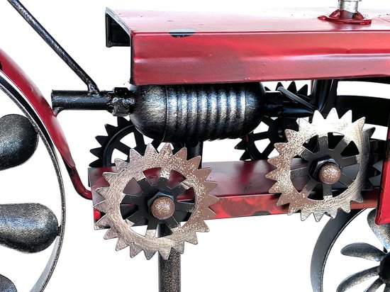 Tuinsteker tractor - Tuindecoratie metaal - Tuin versieren - Windmolens kogelgelagerd - 159 cm hoog - Rood roestlook — afbeelding 5