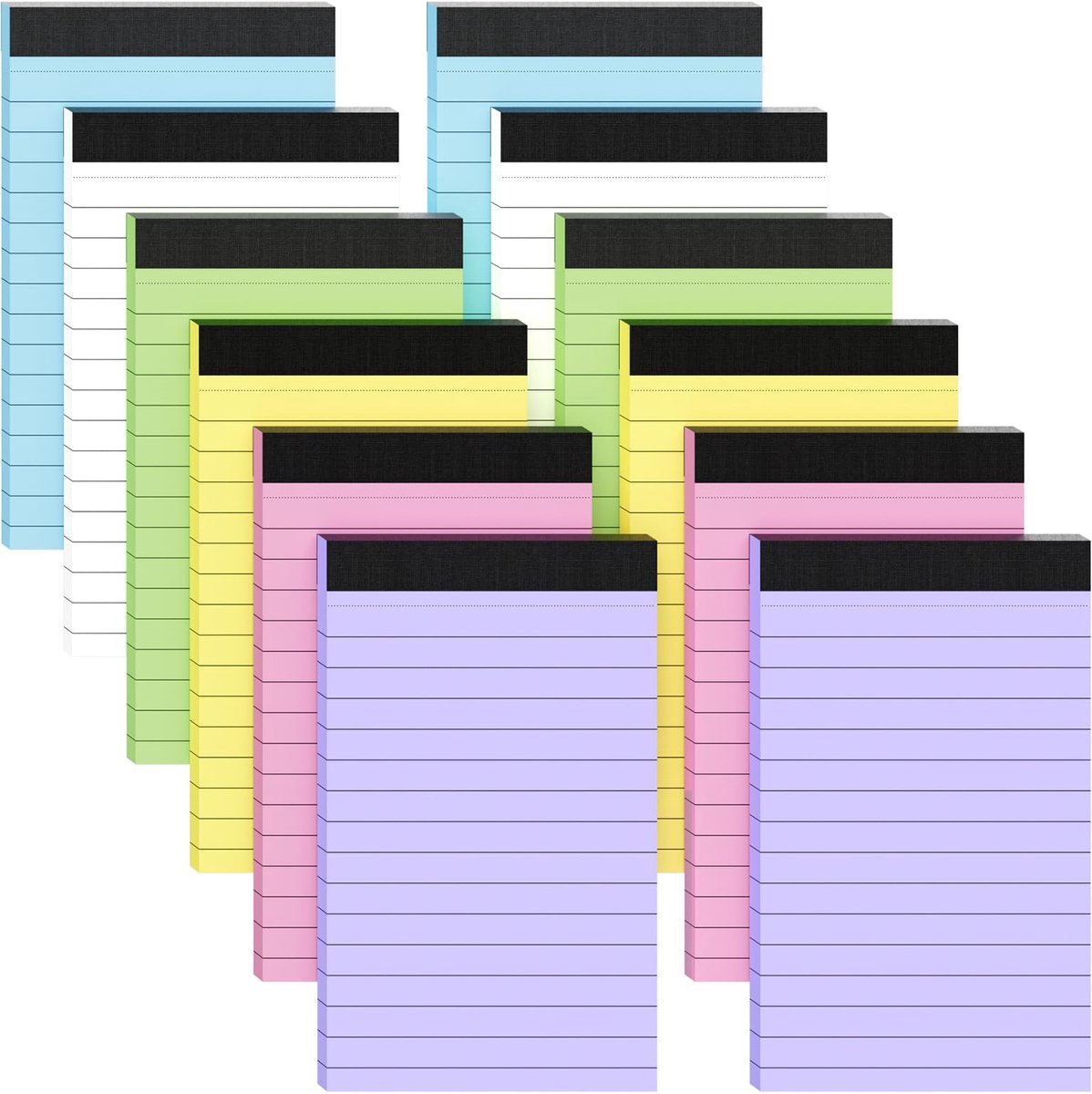 Namajunas - 12 stuks Nootblokken - 12.7x7.6cm, 6 kleuren, gelijnd – Scheurblokken met stevige achterkant - Voor studie, kantoor en dagelijkse notities - Zaknotitieblokken - Boodschappenlijstjes