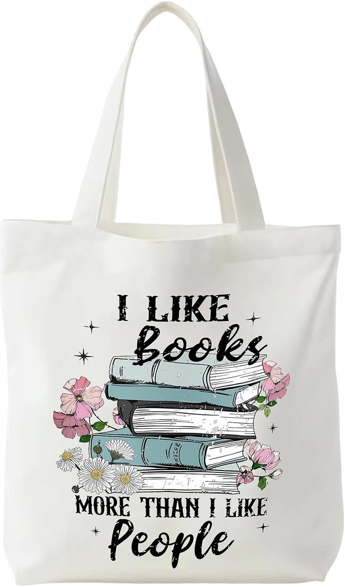 Omgoods - Tote Bag met 'I LIKE Books' Print voor Vrouwen