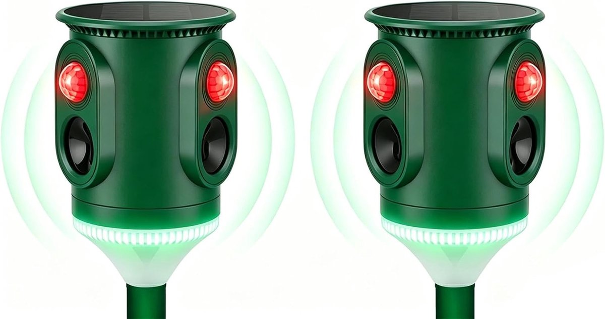 Hondenverjager - Zwart - 1 x 1 x 1 cm - Zonne-energie Ultrasone Bewegingssensor - Voor Tuin en Buiten