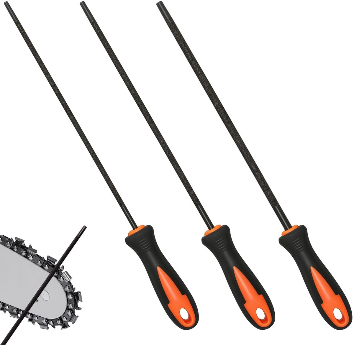 Omgoods - Set van 3 Kettingzaag Vijl Set met Handgreep voor Precisie Scherpen