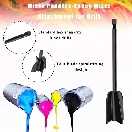 Blender Accessoire voor Hars Mixen, 6 Delen, Epoxy Menger, Klopper, Roerder en Verf Mixer voor Hars, Schilderen en Keramische Glazuur van Blender — afbeelding 4