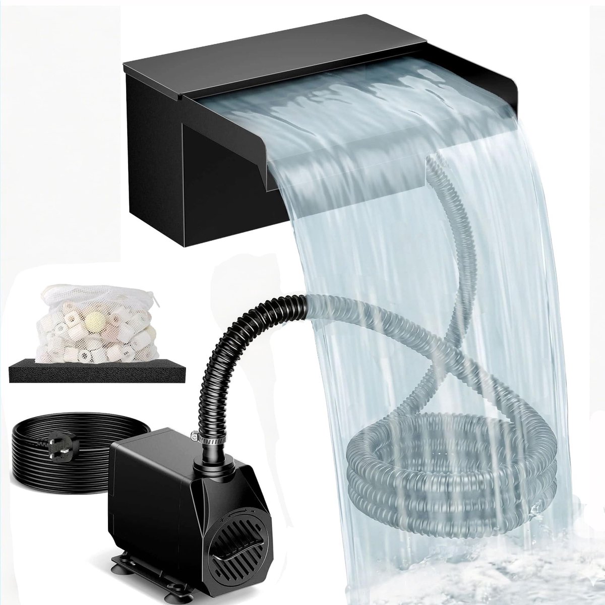 Omgoods - RVS Watervalset Compleet met Pomp en Filter voor Tuinvijver