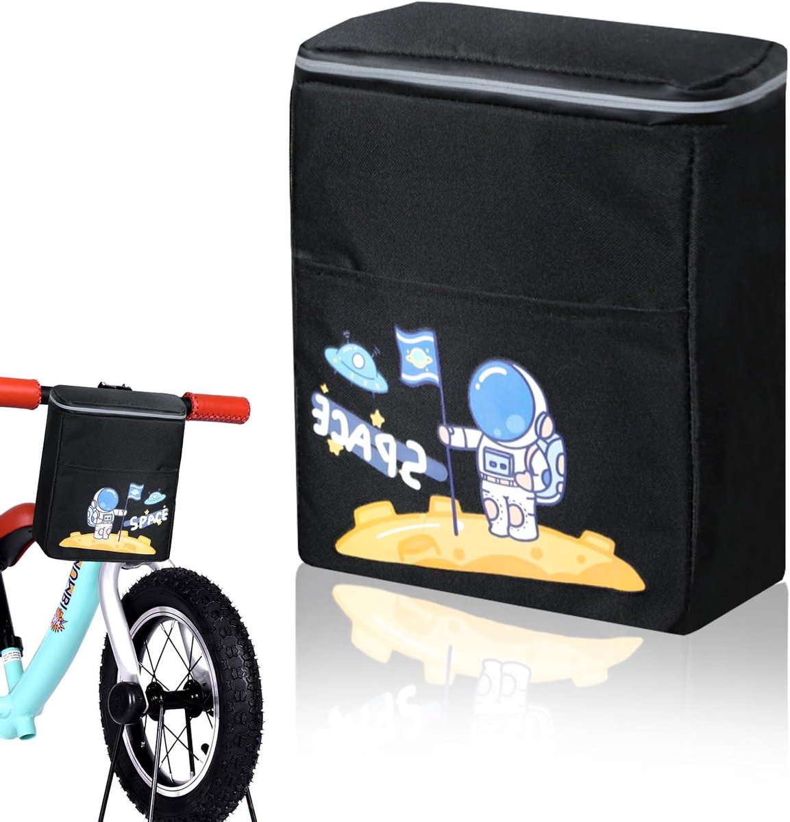 Fietsmand Kinderen - Stuurtas Kinderen - Spullen Vervoeren - Waterdicht Oxford Stof - 21x10x27 cm - Zwart