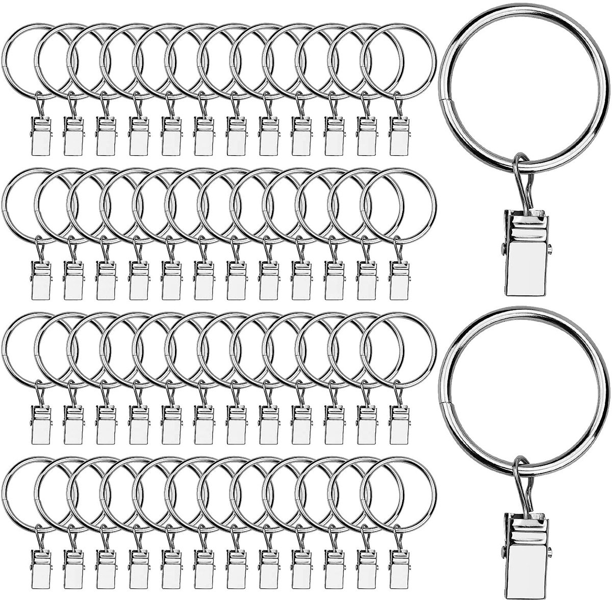 Omgoods - Set van 50 Roestvrije Gordijnringen met Clips 32mm