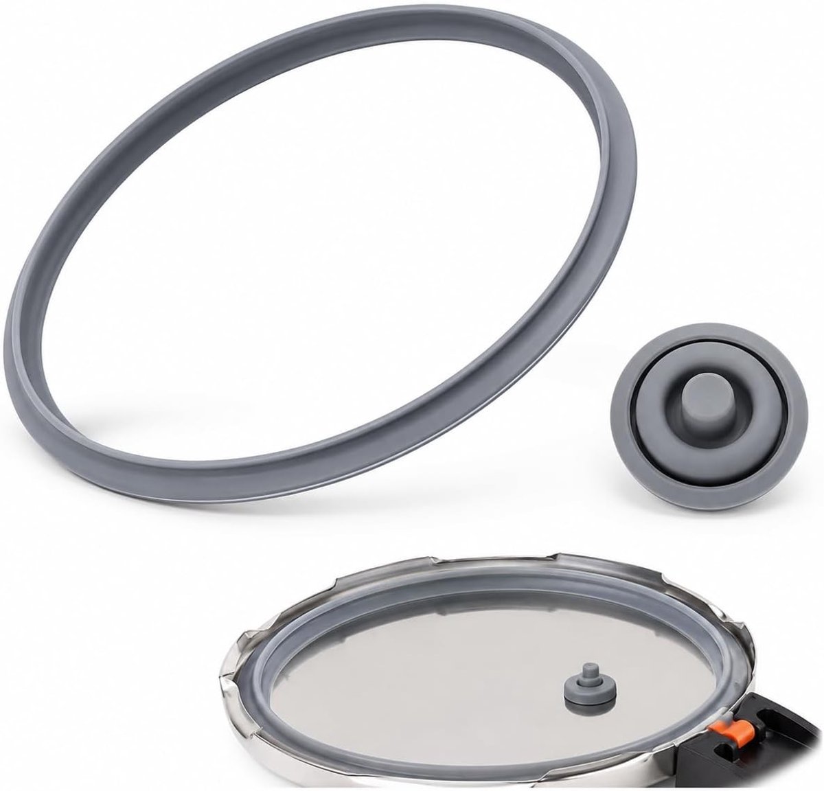 2-delige set afdichtring en rubberen ring voor snelkookpan, siliconen afdichting met 3,1 cm diameter en 22 cm rubberen ring, ideaal voor vervanging en onderhoud van kookapparatuur
