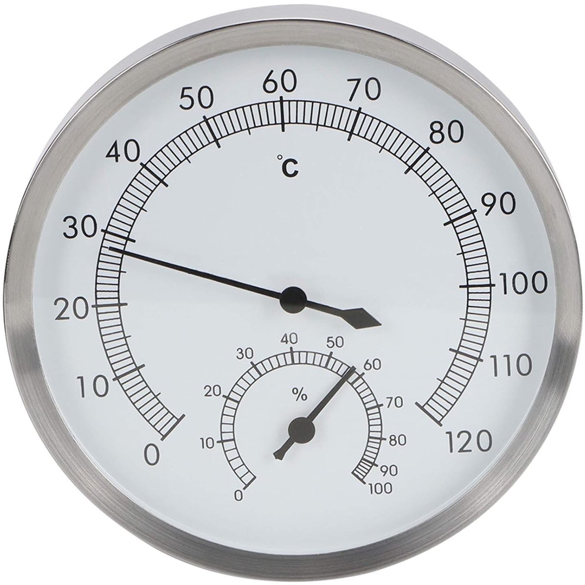 Hygrometer en thermometer voor sauna en stoomruimte, 2-in-1 RVS model voor binnengebruik