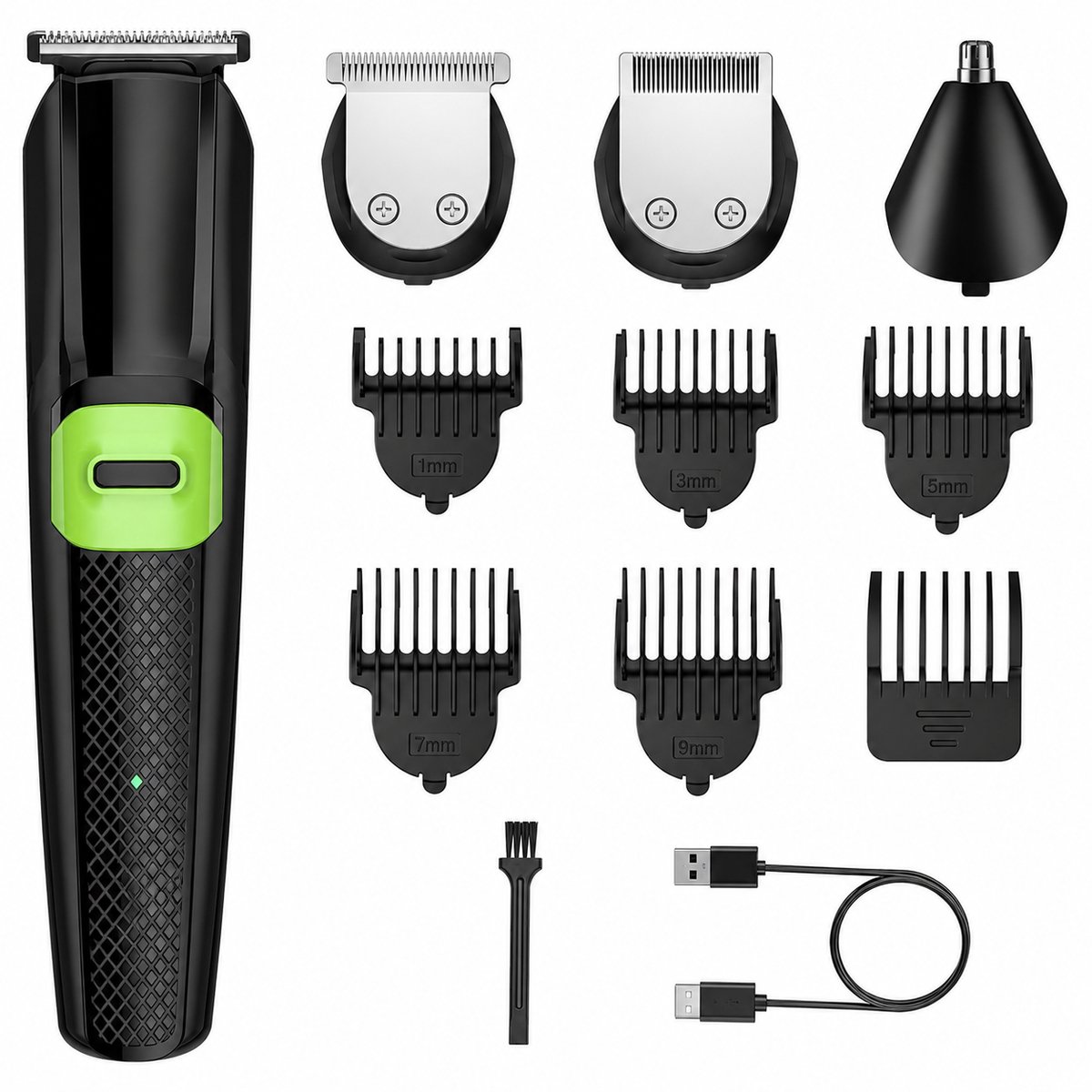 Multitrimmer Heren All-in-1 - Baardtrimmer, Haartrimmer & Neustrimmer - Keramisch-Titanium Blad - USB Oplaadbaar - Waterdicht