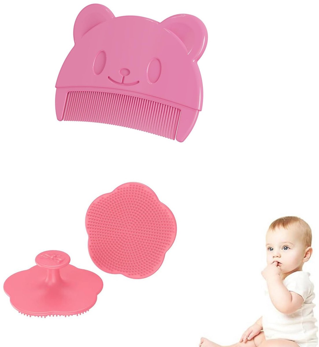 Omgoods - Set van 2 Baby Haarborstels voor Melkkorst en Eczema