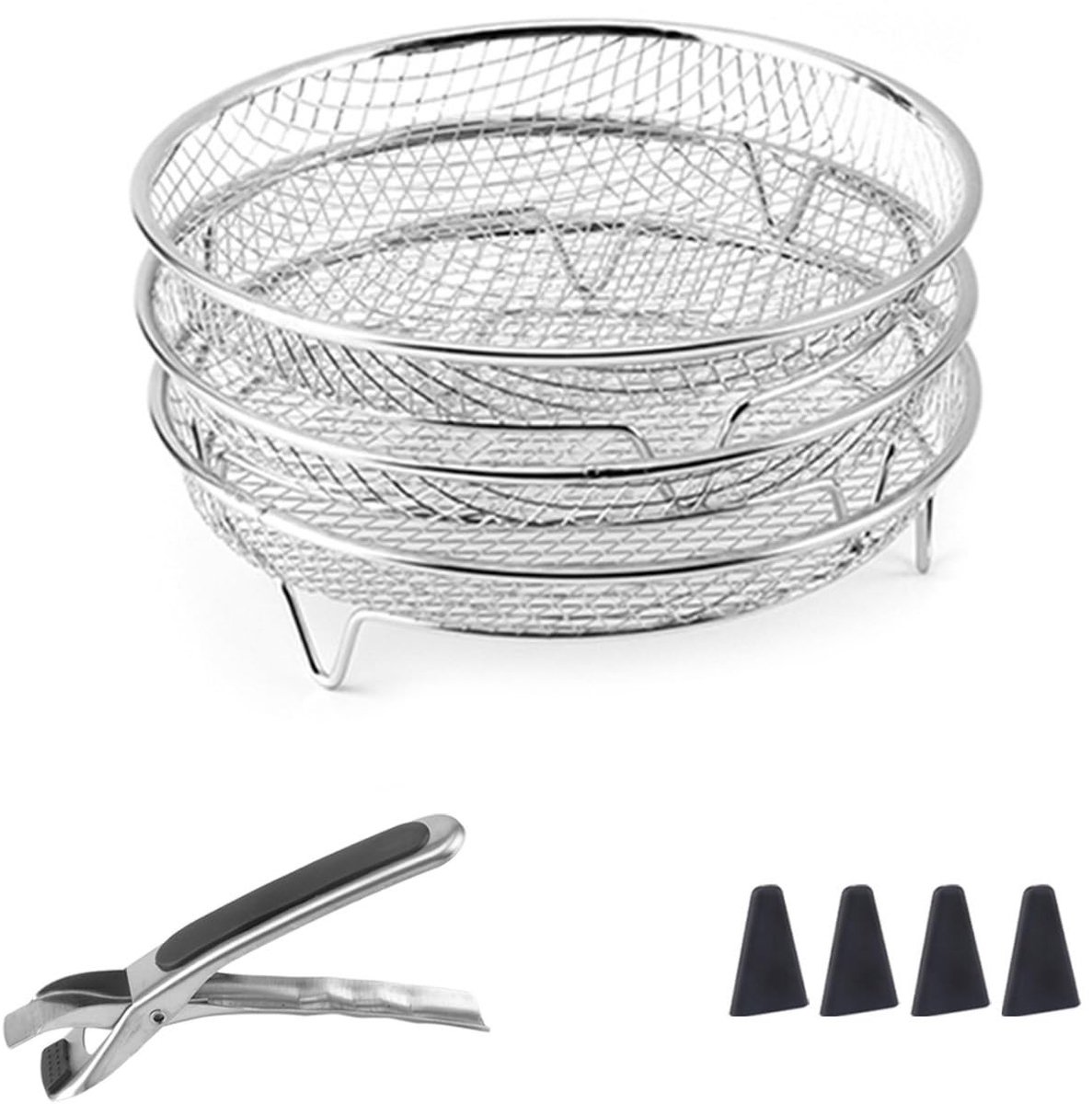 Omgoods - 3-Laagse RVS Grillstand voor Airfryer en Frituurpan