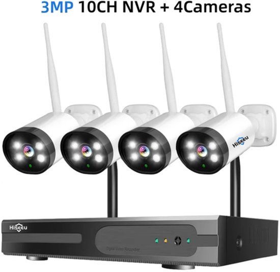Beveiligingscamerasysteem - 8CH - 3MP - PTZ-Systeem - Openlucht - Bewakingscamera - AI-menselijke detectie - Beveiligingscamera - Beveiligingscamerasysteem - Alexa - NTSC,PAL - 4 stuks - Wit van Merkloos — afbeelding 5