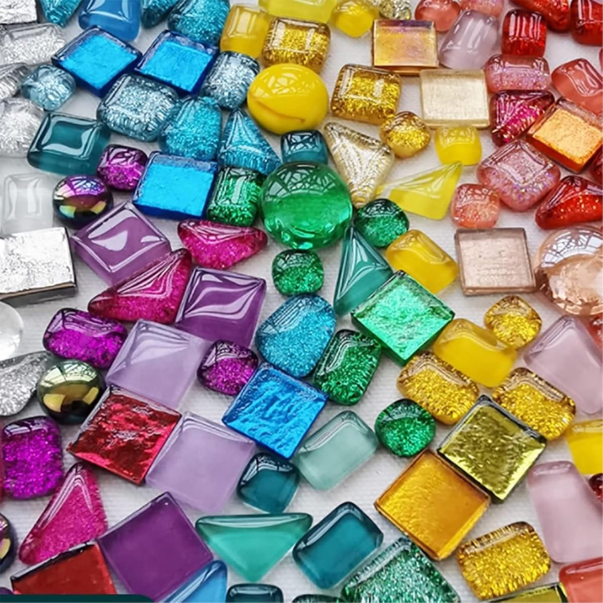 Kleurrijke Mozaïekstenen - Gemengde kleur Crystal mozaïek tegels - Mozaïek Steen Kit voor Handgemaakt Knutselmix - Multicolor glitter glas stukken - DIY keuken Fotolijsten - Woondecoratie - Spiegels