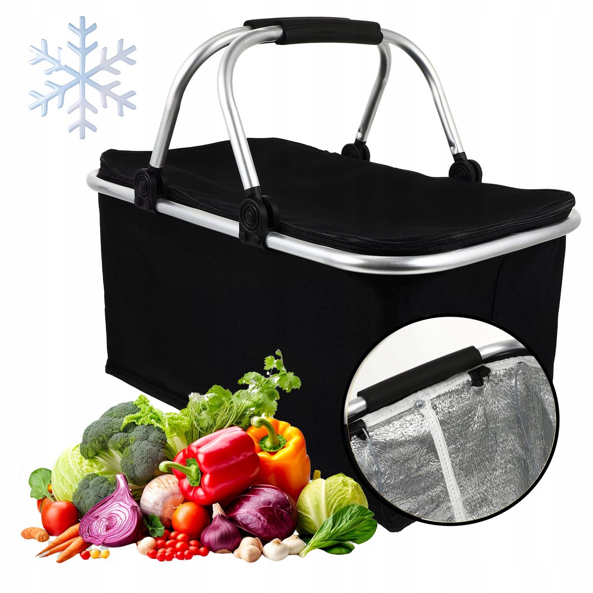 Thermobox Picknicktas - Opvouwbaar, Zwart, 42x23x22cm