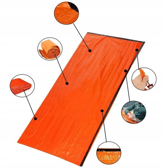 Nood Slaapzak XL - Thermisch, Waterdicht Survival Deken — afbeelding 3