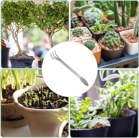 Stainless Steel Bonsai Rake met 3 Tanden en Ergonomische Handgreep voor Tuinieren, Planten en Potgrond Verzorging — afbeelding 3