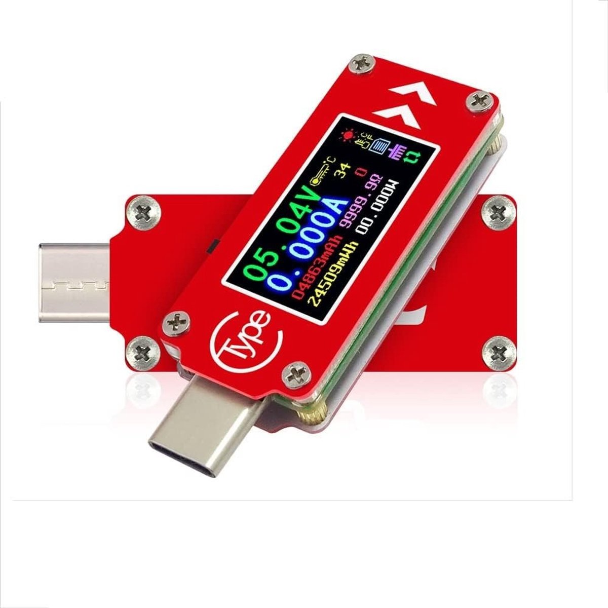 USB Spanningstroommeter - Multicolor - 0.96 inch - LCD Scherm met Thermometerfunctie - Voor Type-C Apparaten