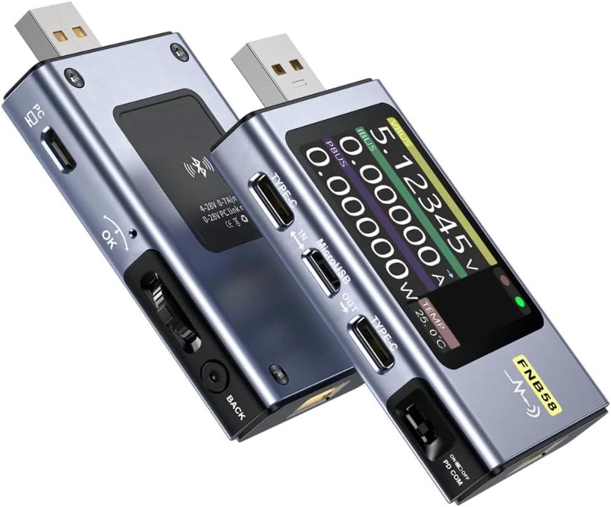 Digitale USB Tester - Zwart - 82 x 42 x 13 mm - Snellaadtrigger en Capaciteitsmeter - Voor Opladers en Mobiele Apparaten