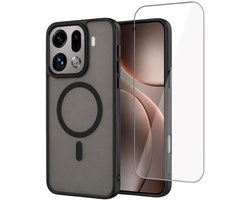 Hoesje + Screenprotector geschikt voor OPPO Find X9 Pro Hoesje - Shock Proof Case geschikt voor Magsafe - Magnetisch - Gehard Glas- Zwart