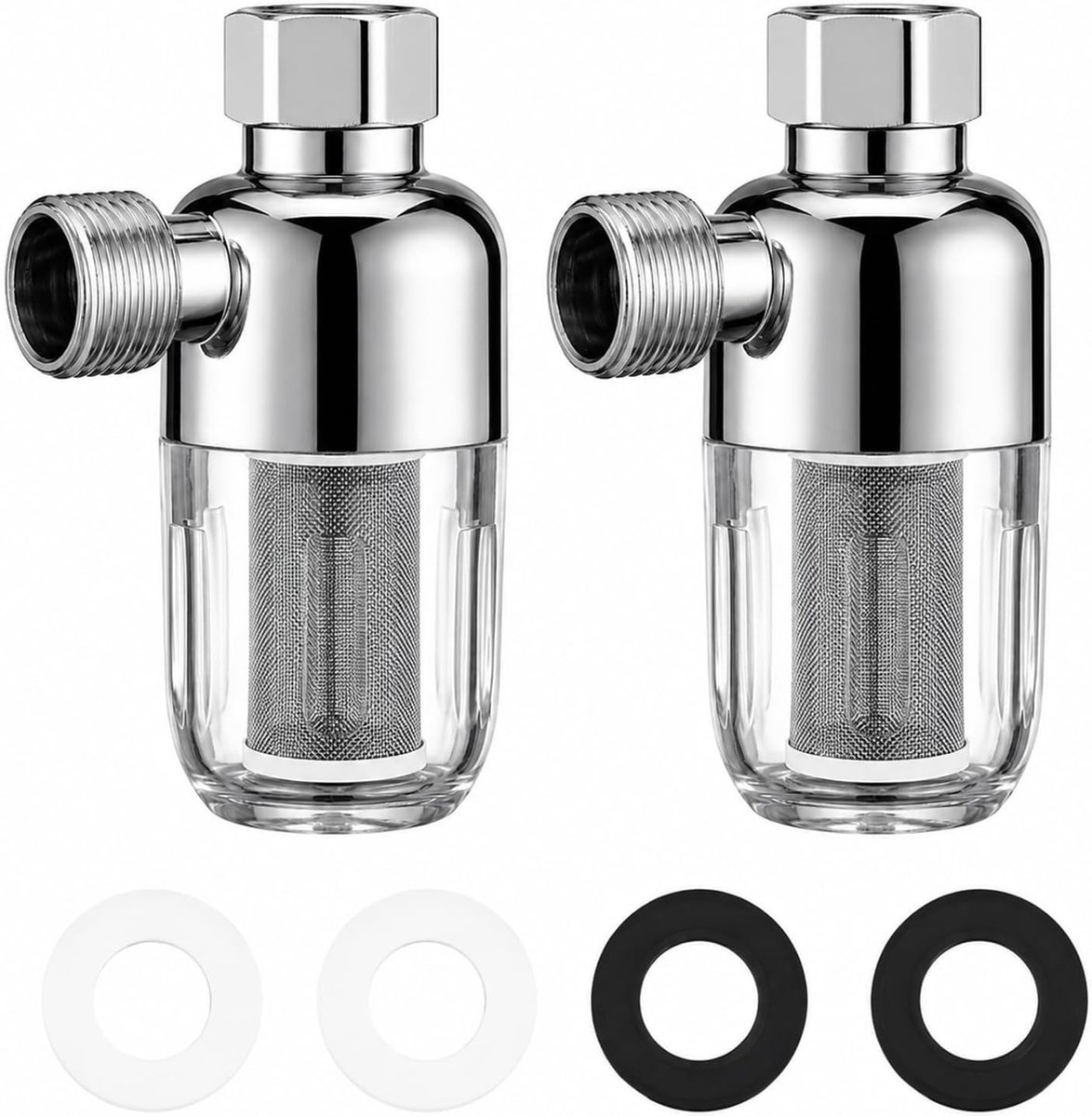 Waterfilter Douche - Zilver - 9,2 x 6,4 x 4,2 cm - Roestvrij Staal Kalkfilter voor Douche en Huishoudelijke Wateruitlaten