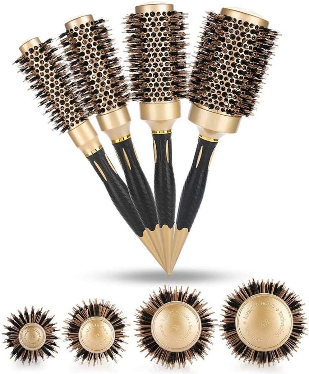 Ronde Haarborstel - Goud en Zwart - 25 mm - Professionele Antistatische Styling Kam - Voor Salon en Thuisgebruik