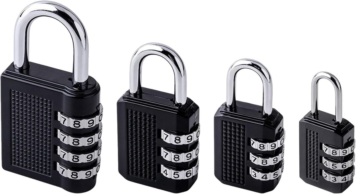 Combinatieslot - Zwart - 4-cijferig - Robuust en Veilig - Voor Koffers en Lockers