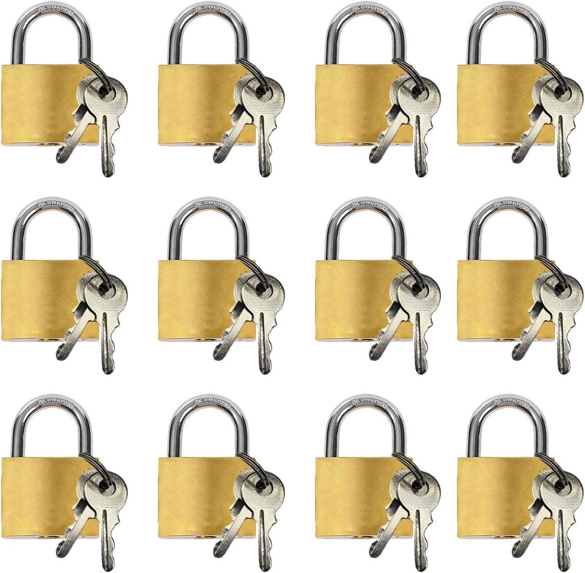 Hangsloten met Sleutels - Goud - 20 mm - Waterdicht en Roestbestendig - Voor Koffers, Kasten en Kluisjes