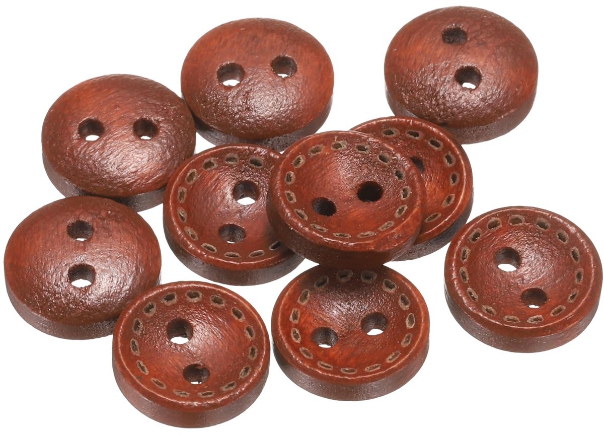 10 stuks ronde houten knopen 10mm met 2 gaten voor kleding en decoratie