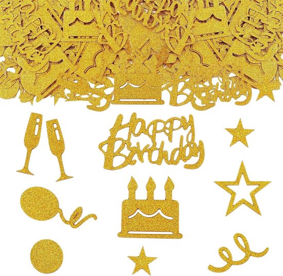 100 Stuks Confetti voor Tafeldecoratie op Glitterconfetti voor Jubileumfeesten - Happy Birthday-confetti - Tafeldecoratie - Geschikt voor Verjaardagen - Feesten.(Goudkleurig)
