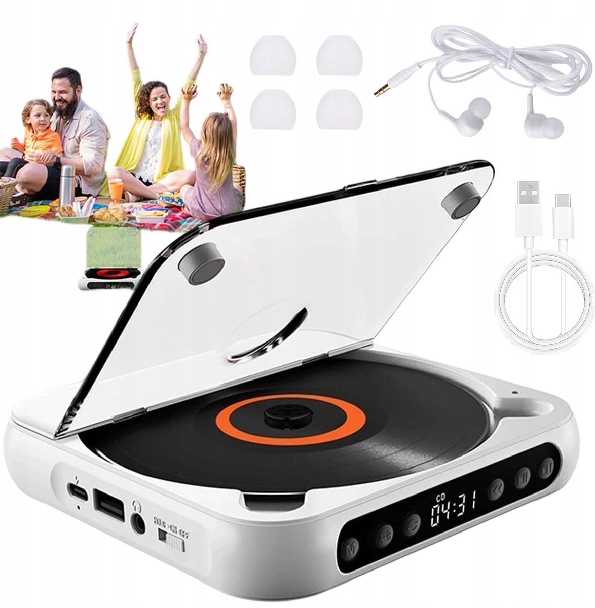 Draagbare CD Speler - Desktop CD Speler - 3 Modi - Bluetooth Luidspreker - Walkman met Hoofdtelefoon - USB - LED Display - AB Loop Afspelen - Stofhoes - 2000mAh - Voor Thuis en Onderweg