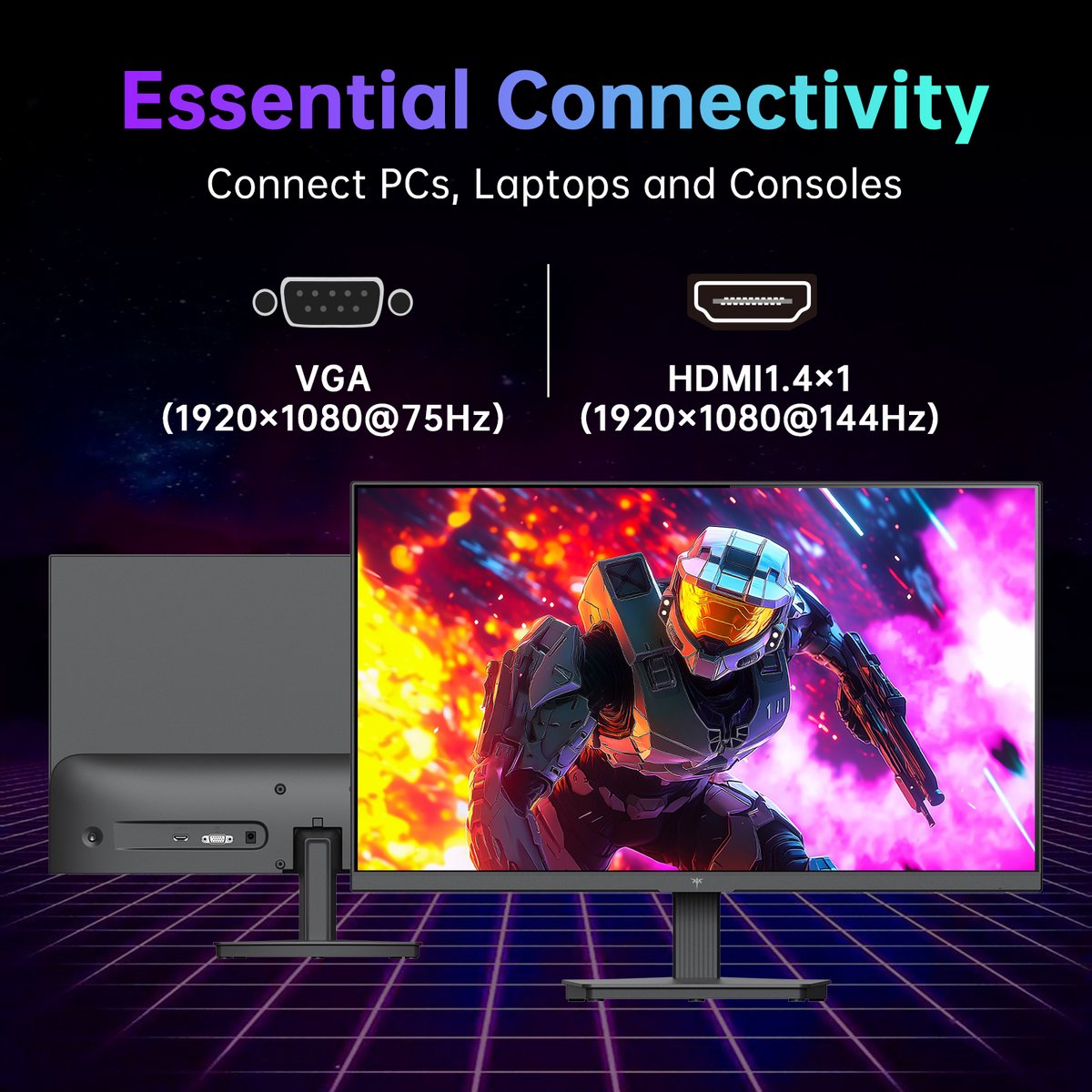 KTC‑H24B9S‑2‑Gaming monitor‑23,8‑inch‑Nieuwe versie - Full‑HD‑144Hz‑Fast‑IPS‑1920x1080‑VESA‑75x75‑HDMI‑VGA‑Low‑Blue‑Light thumbnail 3