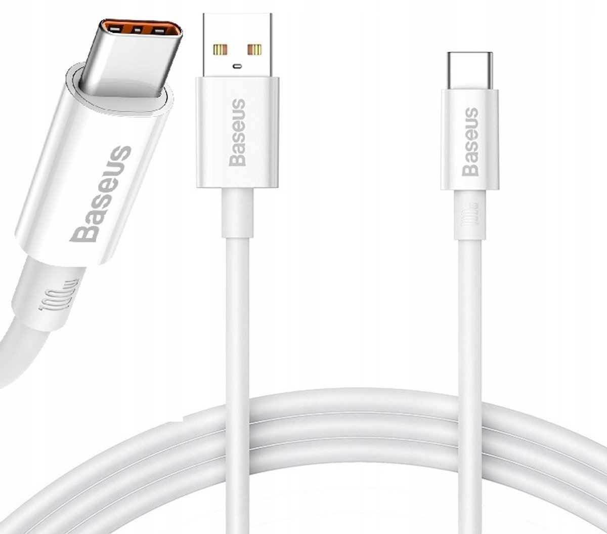 Baseus USB-C Kabel 100W 6A Snel Laden - 1m Wit