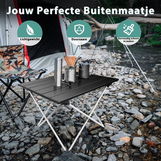 Opvouwbare kampeertafel van aluminium, lichtgewicht campingtafel met opbergtas, waterbestendige picknicktafel voor buiten, strand, barbecue en wandelen 40×34.5cm — afbeelding 3