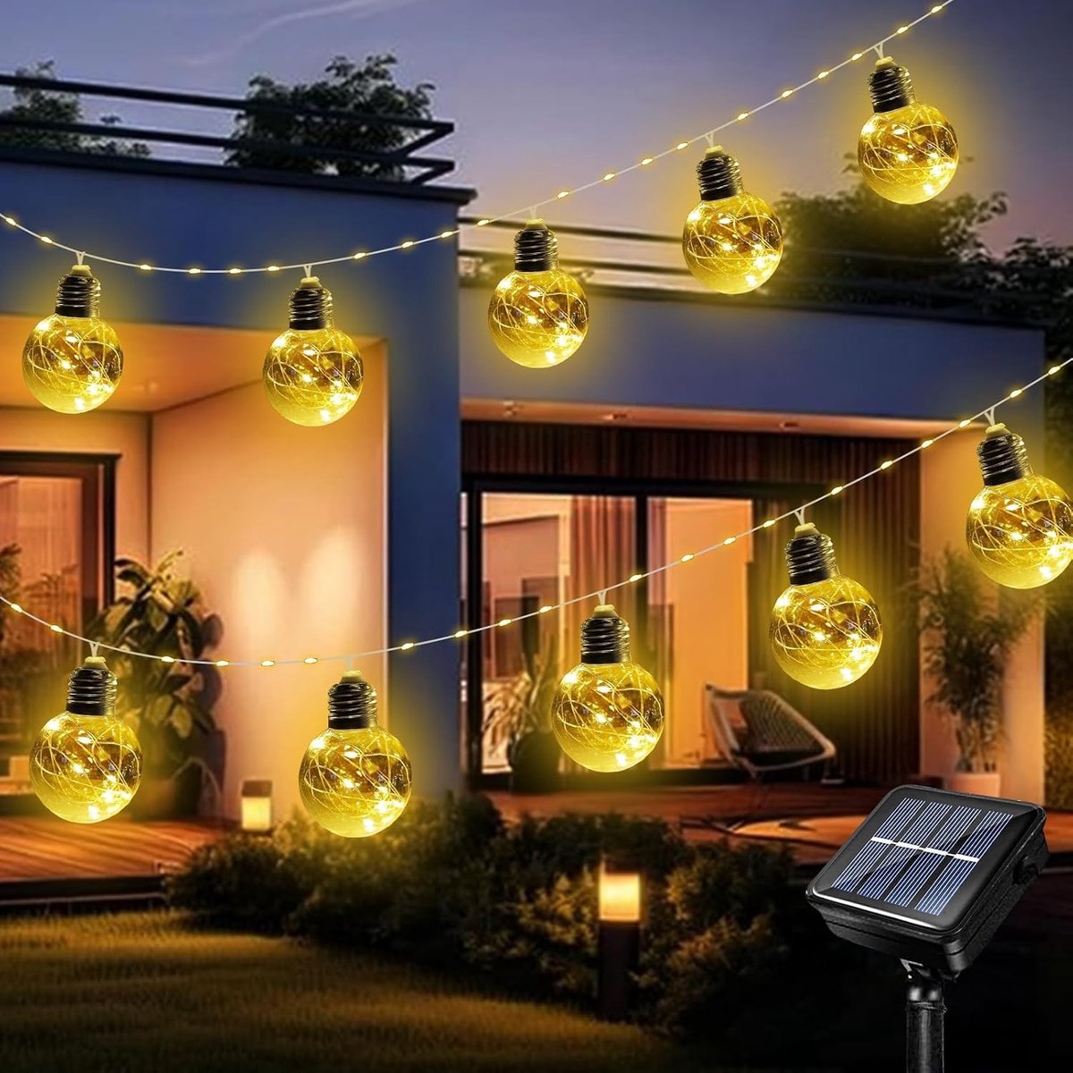 Lichtsnoer op zonne-energie - Geen kleur - 3,5 m - 10 Onbreekbare Lampen - Voor Buiten