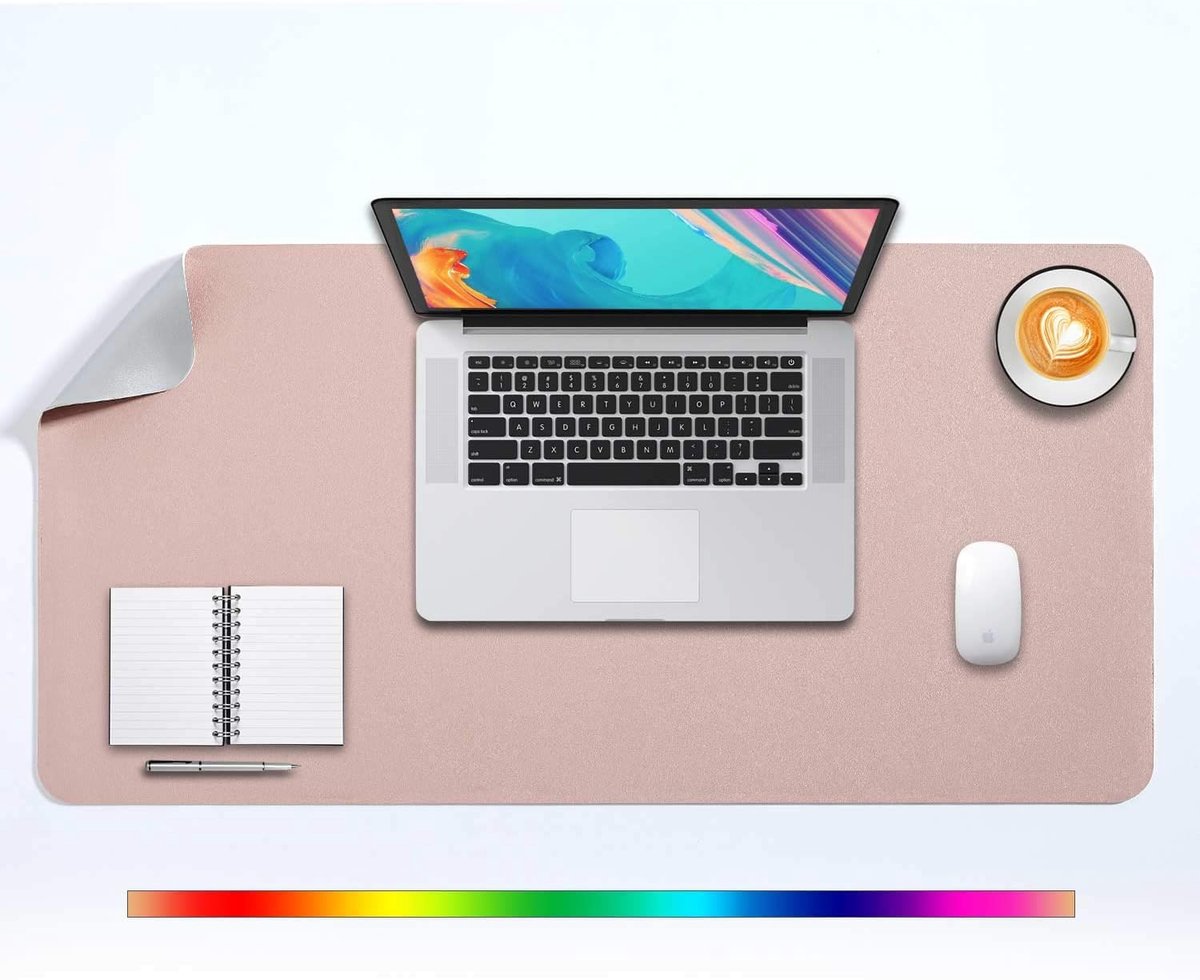 Bureau Pad Grote, Bureaulegger, Uitgebreide Muis Mat, Grote Muis Pad, Muis Onderlegger XL, DOBAOJIA Bureau Blotter, Schrijven Pad, Dual-Side Gebruik PU Leer Waterdicht 80 x 40cm (Roze/Zilver)